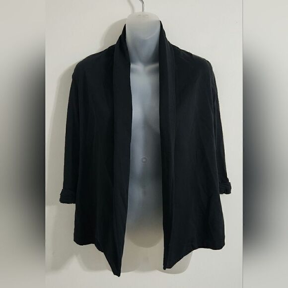 Theory black open front stretchy soft cardigan 3/4 length sleeve size Xs - Picture 2 of 4